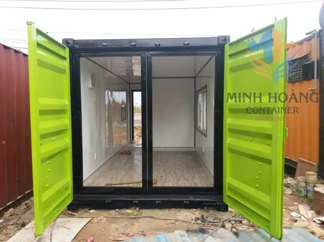Container Văn Phòng 20 Feet Xanh Lá Viền Đen Có Toilet